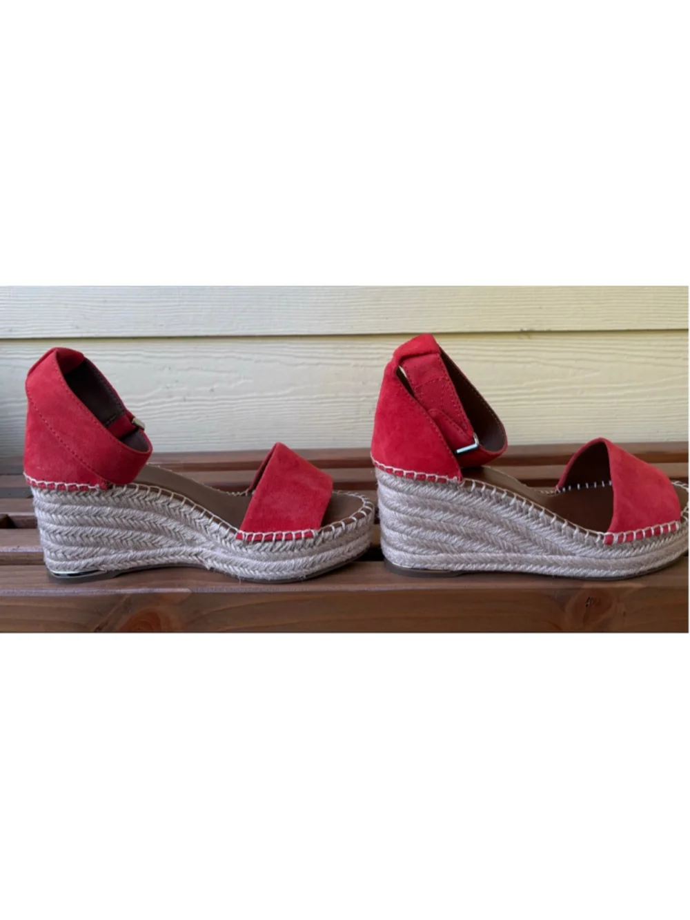 Franco Sarto Clemens Espadrille Wedge Sandals Cherry Red Suede Size 6M